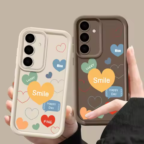 Soft TPU Case For Samsung Galaxy S25 S22 S23 S24 Ultra S24 FE A56 A55 A53 A16 A15 A35 A25 A54 5G Yellow Love Heart Phone Cover