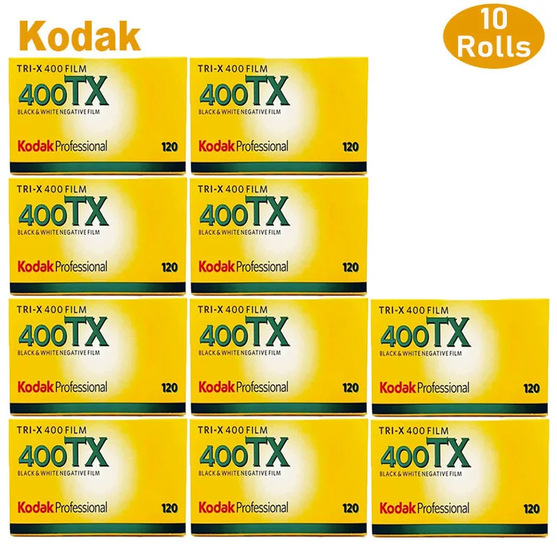 Película Kodak Original de Formato Medio 120, 1/2/3/4/5/10 Rollos, Kodak TRI-X 400TX 120, Película Profesional en Blanco y Negro, Película Negativa