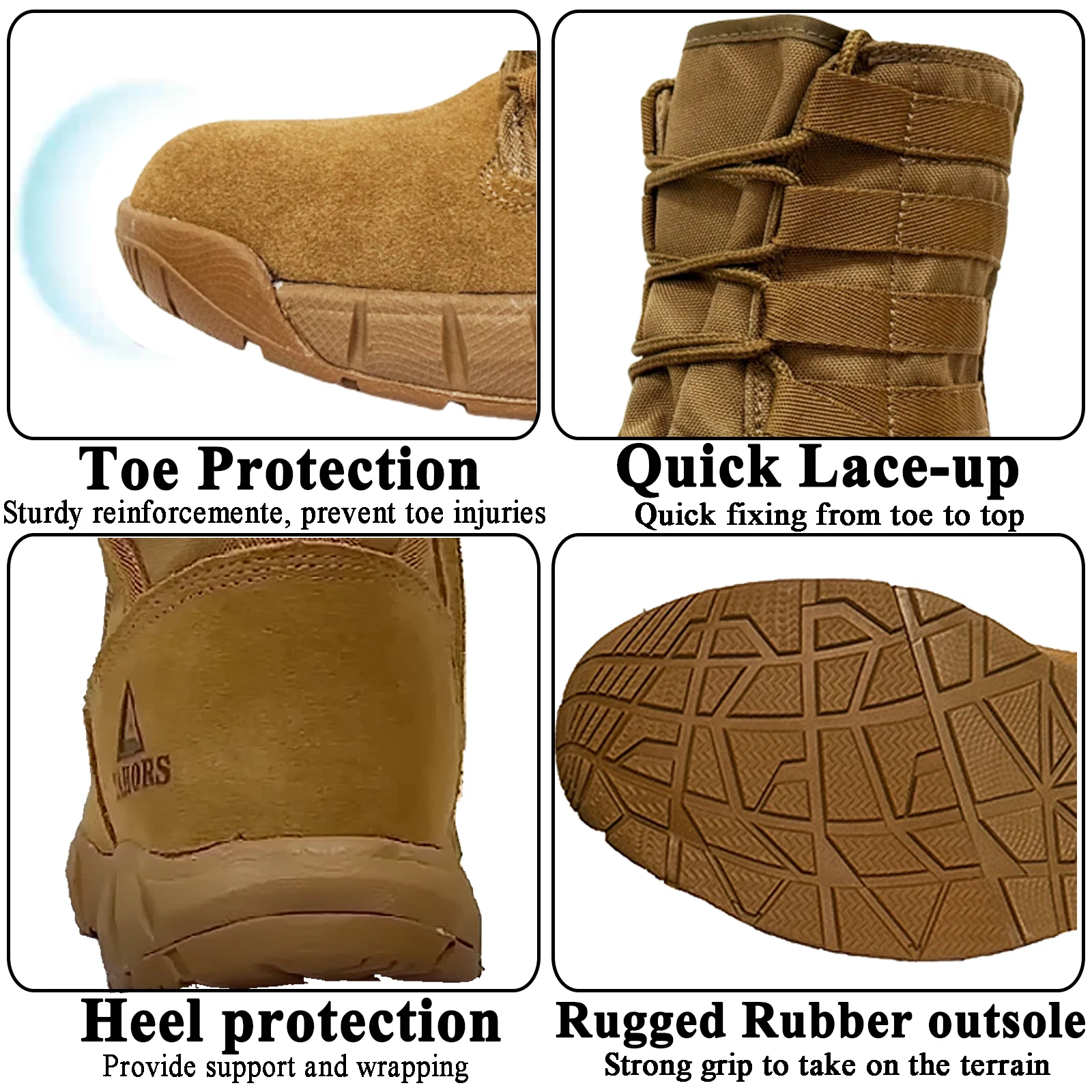 LAHORS® Lightweight Suede Leather Tactical Combat Boot Men Outdoor Hiking Desert Army Shoes Breathable Male Ankle Boots Man Made