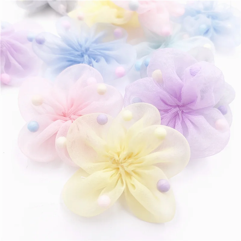 40 pz 5CM maglia fiore Applique per fai da te bambino Clip di capelli cappello copricapo artigianato patch Decor ornamento accessori di abbigliamento