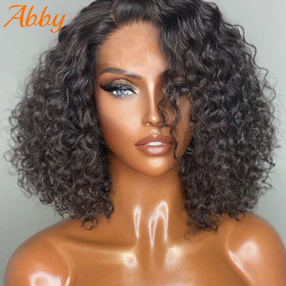 ABBY HAIR Water Wave Bob Wear Go Glueless Lace Closure Wigs Pre Plucked HD Lace Wigs with Natural Hairline Beginner Friendly