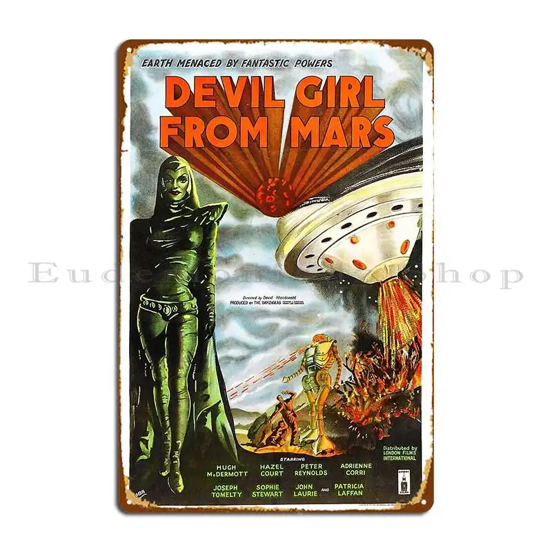 Винтажный постер с фильмом «Девушка-дьвол из Марса», альтернативный металлический знак, принт для гостиной, забавный дизайн, жестяная вывеска на заказ, постер