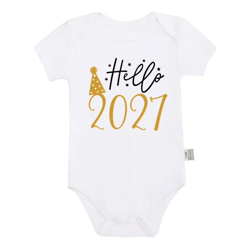 Hello 2027 Newborn Baby Bodysuit Cotton Short Sleeve Infant Rompers Body Baby Boys Girls New Year Ropa Clothes Christmas Gift image 4