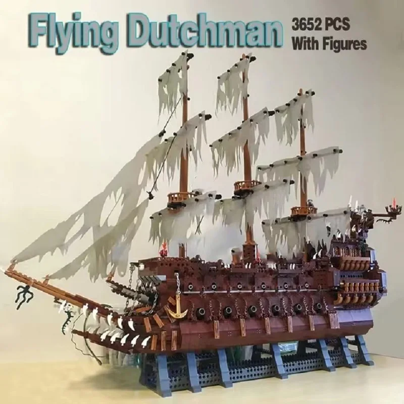 

3652PCS+ Man Flying Dutchman Dutch Shipbuilder 16016 Pirate Movie Caribbean Set Bricks Brick Model Ship Toys DIY Birthday Gift