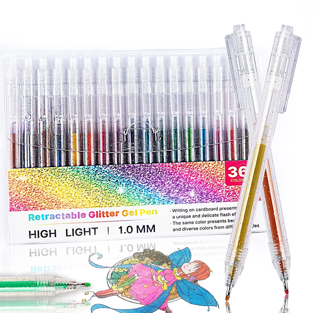 

8/12/18/24/36 Colors Glitter Highlighter Gel Pens Double Line Outline Art Pen Marker Pens Bullet Diary Poster Card DIY Writing