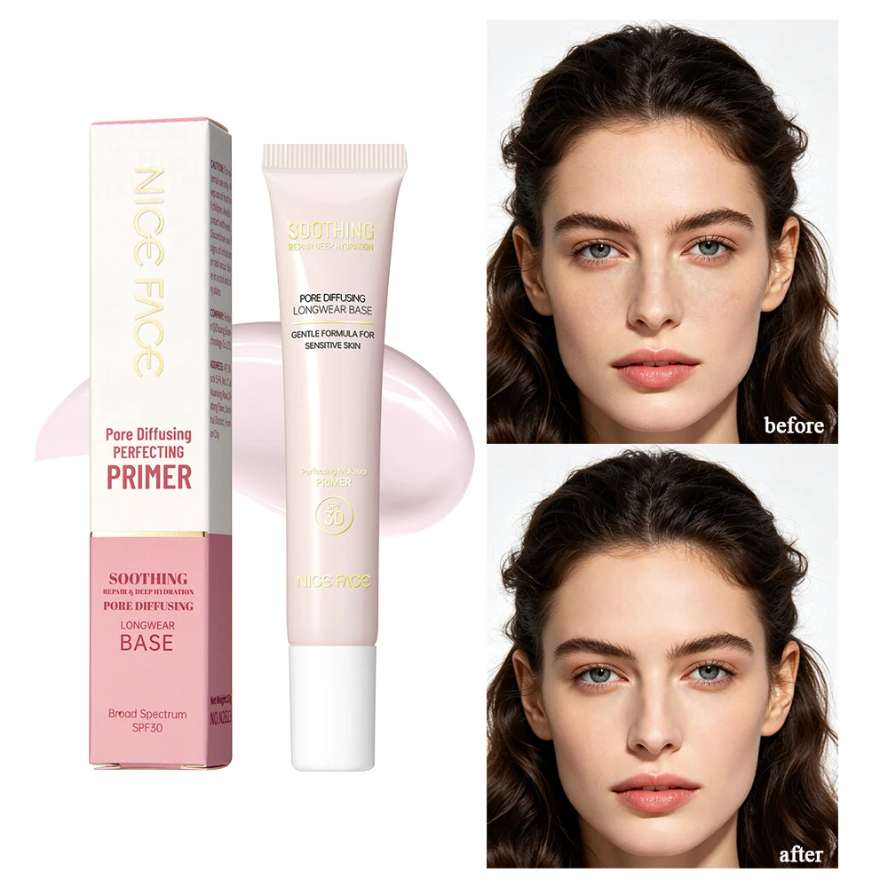 2‑in‑1 Sunscreen Primer SPF30 PA++++, Pore Minimizing Hydrating Makeup Base, Colorless Smoothing Face Primer for Sensitive Skin