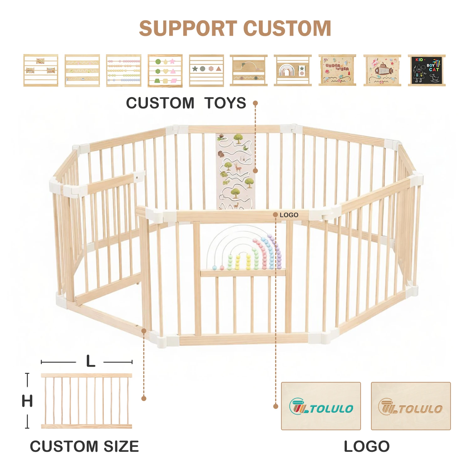 *Hot Sale Modern Kids Learning Playpen Natural Wood Baby Gate Foldable with Chalkboard for Bedroom Safety - view 5