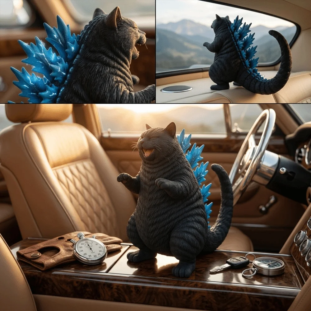 Lovely Premium Resin Cat Sculpture Fine Craftsmanship Cat Figurine Animal Figurine Black Orange Decorative Ornament Desk Decor