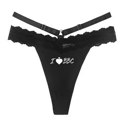 Sexy Lingerie Black Underwear Sexy Lace Thong I LOVE BBC Women's Hot Panties Girls Funny Underwear New Women Traceless GString