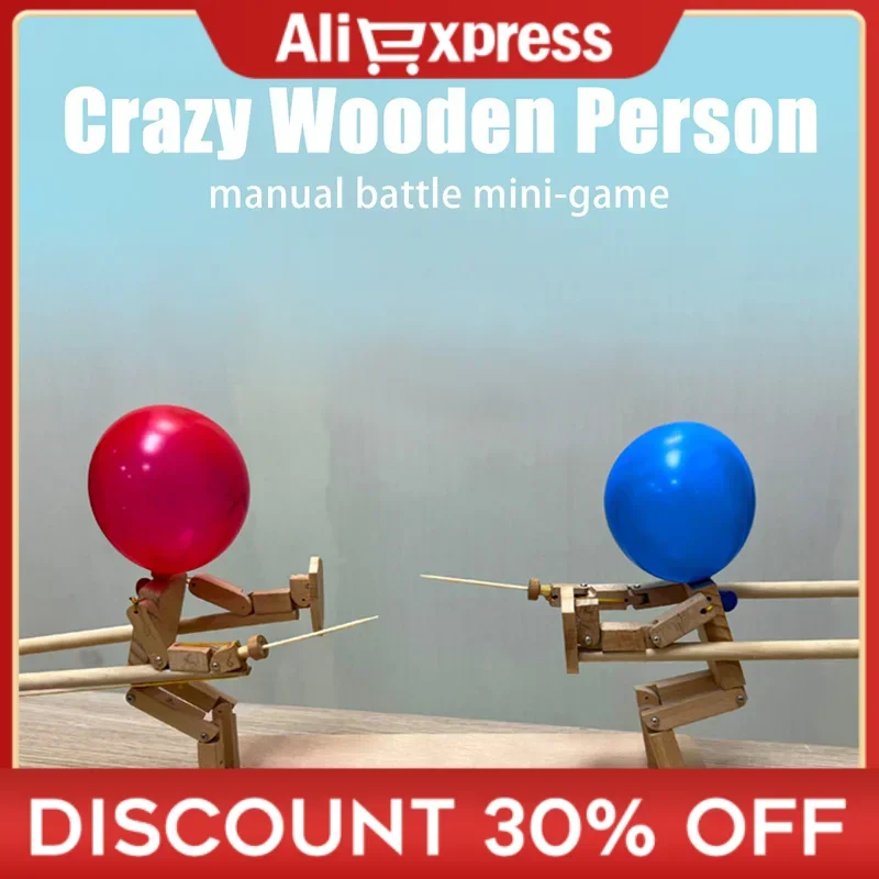 

Balloon Bamboo Man Battle Wooden Bots Battle Game Two-Player Fast-Paced Balloon Battle Game With 20 Balloons Party Supplies Gift