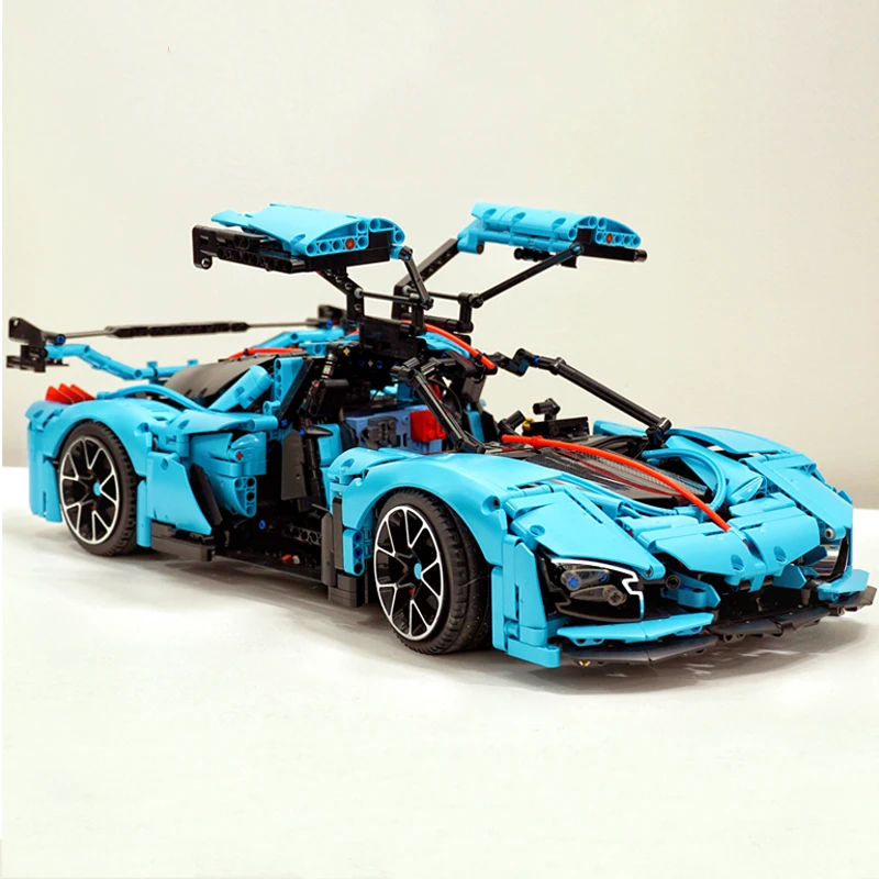 New MOC Super SportsCar T5011 HONGQI S9 Blue Model Set Building Blocks Bricks Educational Puzzle Toy Birthday Gifts