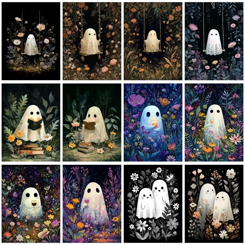 

CHENISTORY Paint By Numbers For Adults Children DIY HandPainted Oil Painting Halloween ghost Picture Paint Home Decoration