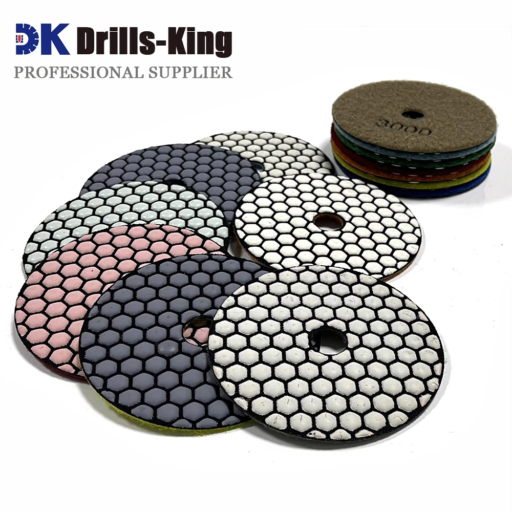 

7Pcs 4inch Diamond Polishing Pad Dry Use Sharp Flexible Sanding Disc Resin Bond For Granite Marble Stone Grinding Abrasive Tools