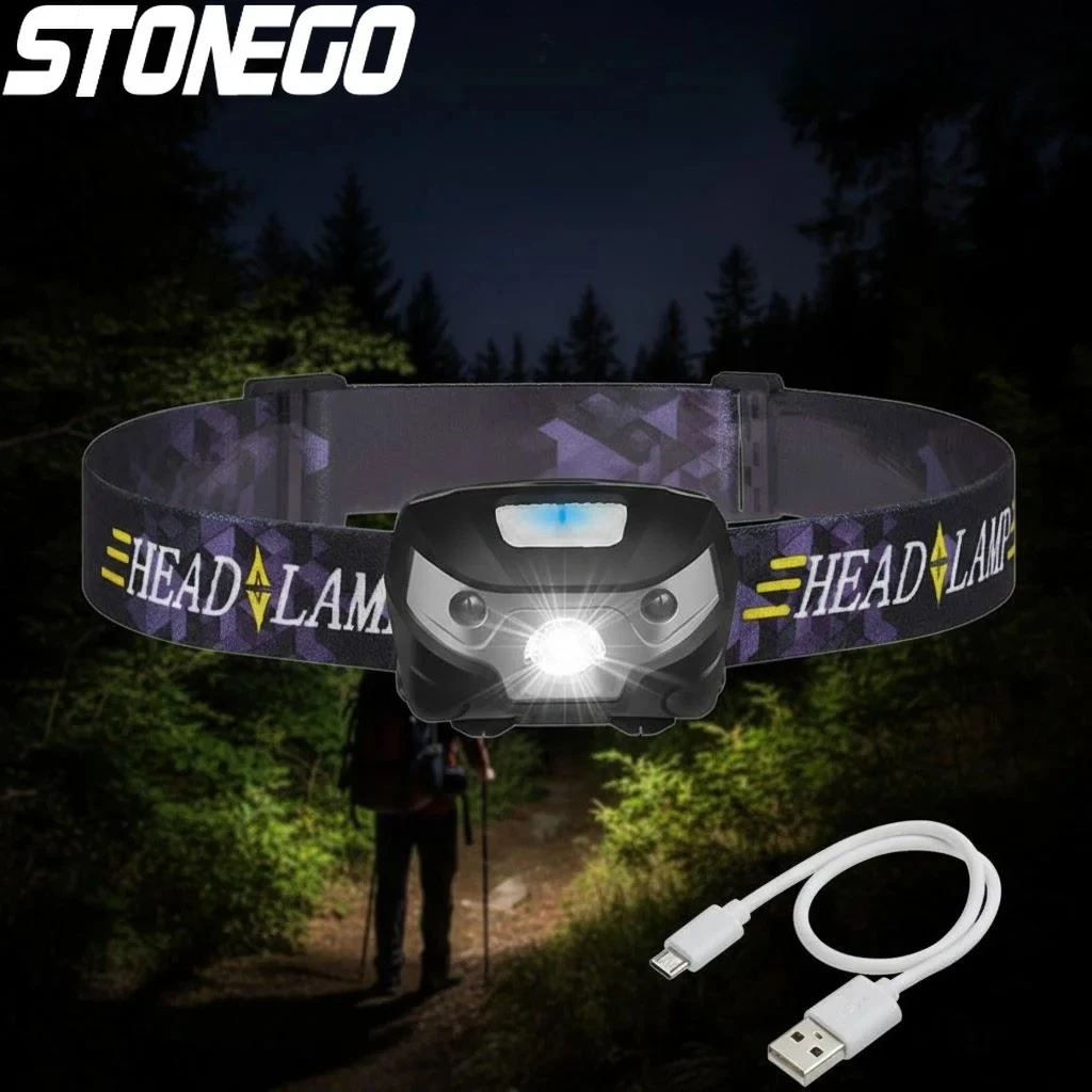 

Водонепроницаемый светодиодный фонарь высокой яркости с USB-зарядкой, двойным бело-красным светом, незаменимый для кемпинга и походов, портативный фонарь