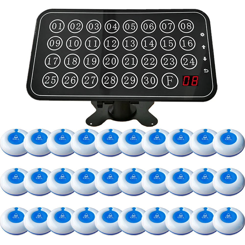 Caregiver Pager Call Home Hospital Button 1 Display Receiver 30 Emergency Bell for Security Clinic