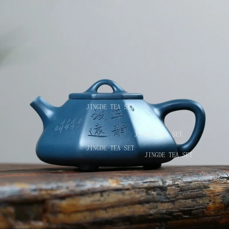 Raw Ore Azure Mud Famous Handmade Purple Clay Pot Creative 6-sided Filter Teapot Chinese Zisha Tea Maker Teaware 200ml