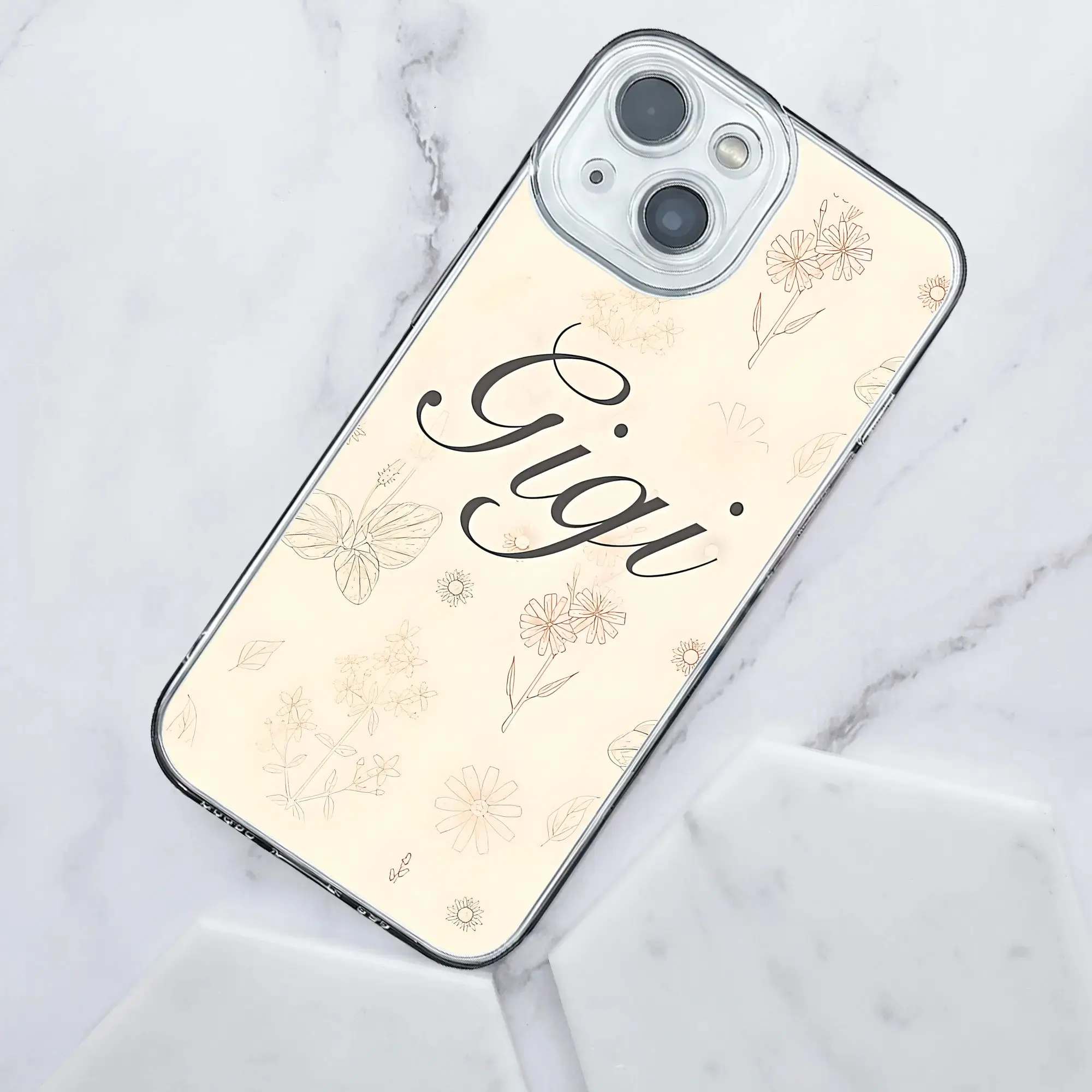 

Fashion Gigi Grandma With Soft Floral Buffer protective phone case for iPhone various models 17 16 15 14 13 Pro Max Cover