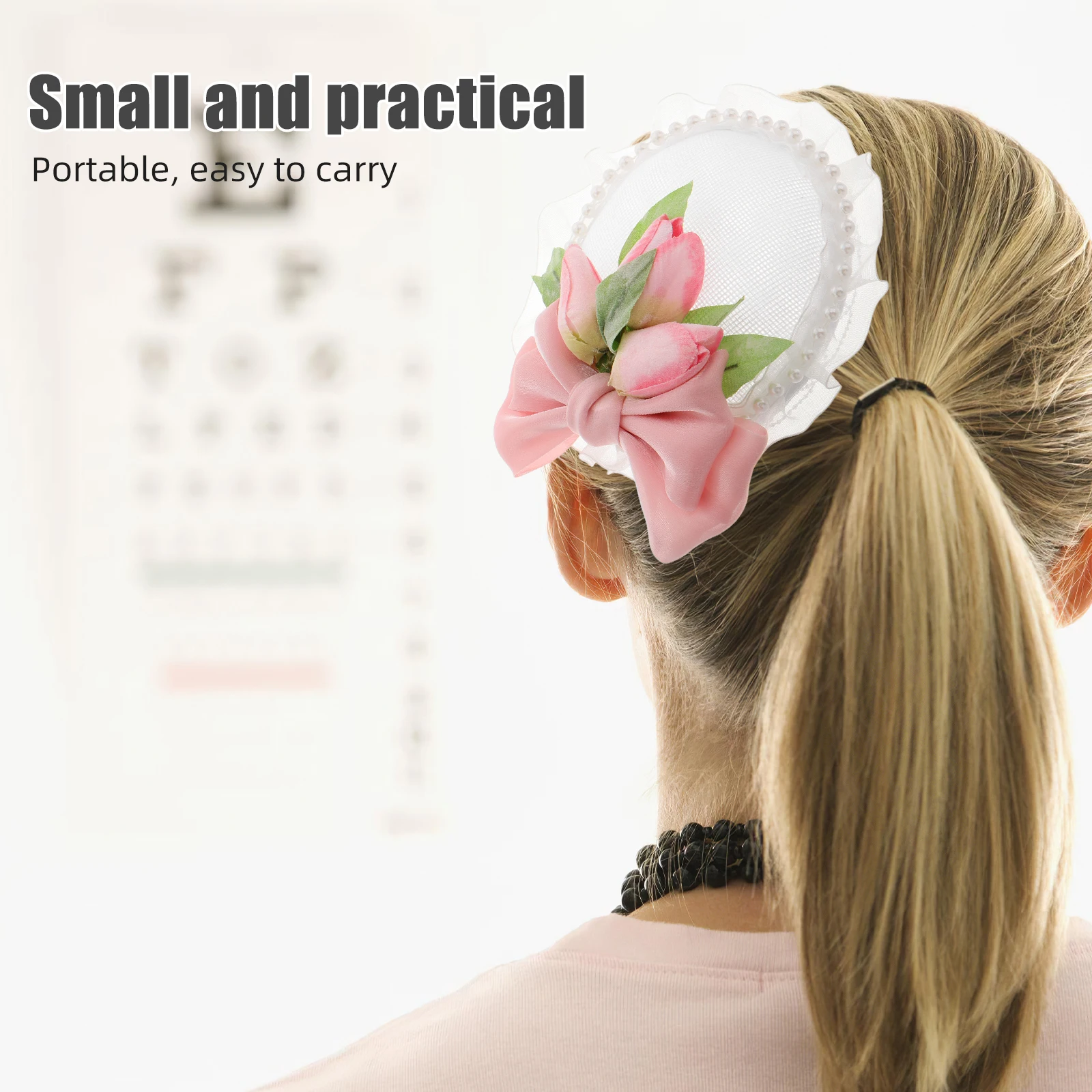 

Charming Lolita Mini Top Hat Hair Accessories Elegant Bowknot Headpiece Kawaii Beret Pink Tiara Lace Victorian Style for Women