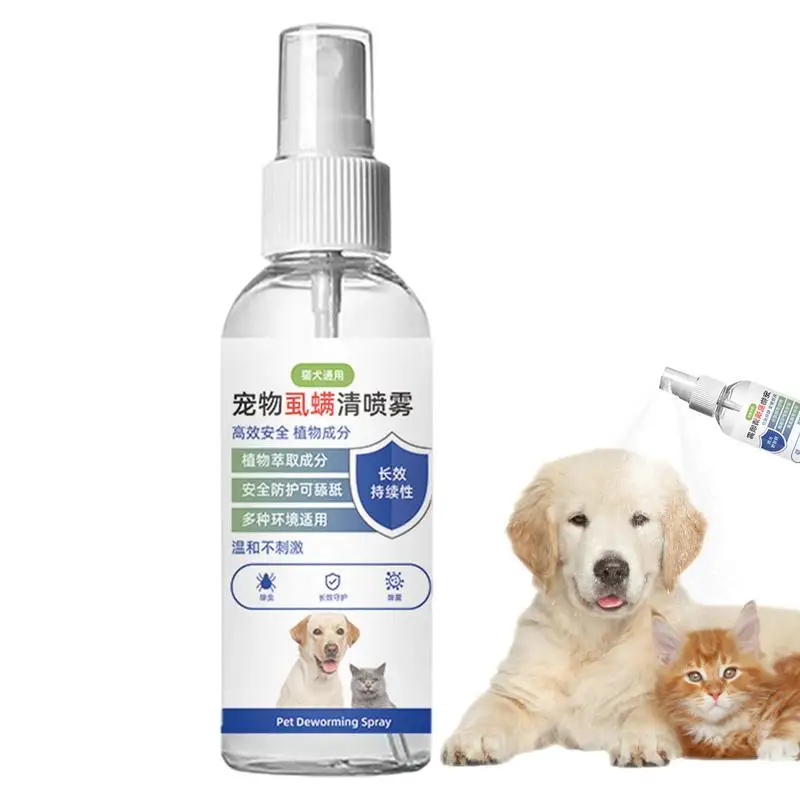 Spray para proteção contra moscas para animais de estimação, 100ml, casa, filhote de cachorro, gatinho, spray leve, secagem rápida, tapetes líquidos, solução de brinquedos