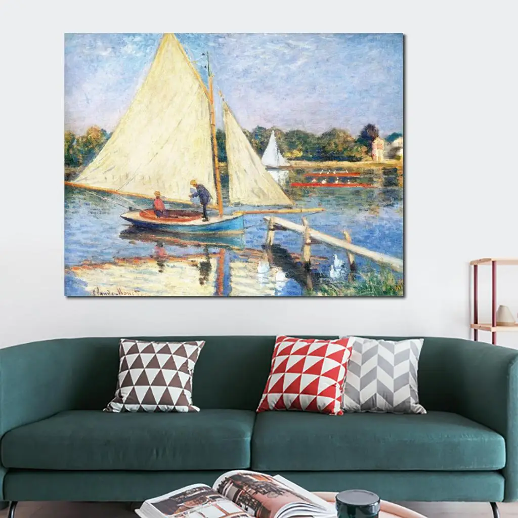 Claude Monet Art Collection Boaters at Argenteuil Oil Painting Canvas High Quality Hand Painted