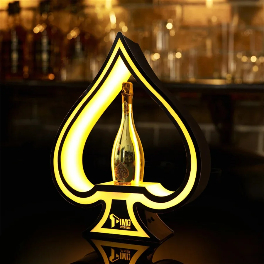 LED Ace of Spade Bottle Presenter VIP Champagne Wine Glorifier Events Wedding Party Lounge Bar NightClub Beverage Display Stand