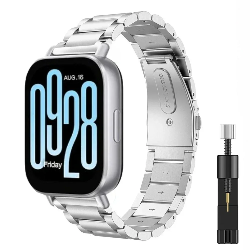 حزام معدني من الفولاذ المقاوم للصدأ لساعة Redmi Watch 5 Lite سوار رياضي قابل للتعديل لساعة Redmi Watch 5 Active حزام حزام الساعة الذكية