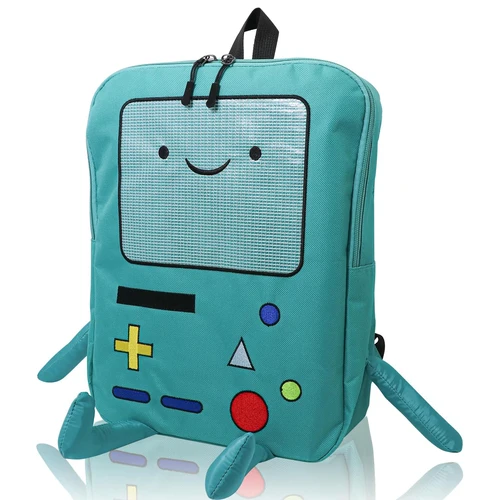 Mochila bonita de dibujos animados de 14 pulgadas Adventure Time Anime Casual viaje verde Anime bolsa transpirable portátil ligero