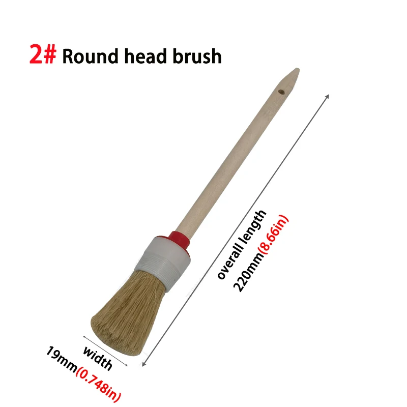 Round Head Brush Wooden Handle White Pig Mane Tool Decoration Painting Latex Coating Cleaning Barbecue Baking Painting