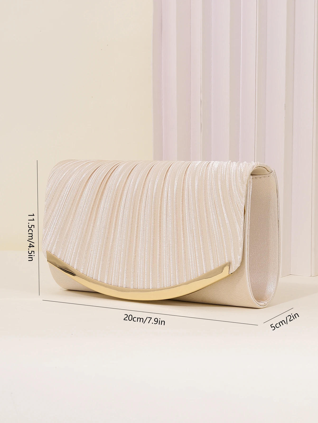Elegant Pleated Evening Bag, Solid Color Textured Envelope Dinner Bag, Perfect Clutch For Party, Wedding And Banquet view 2