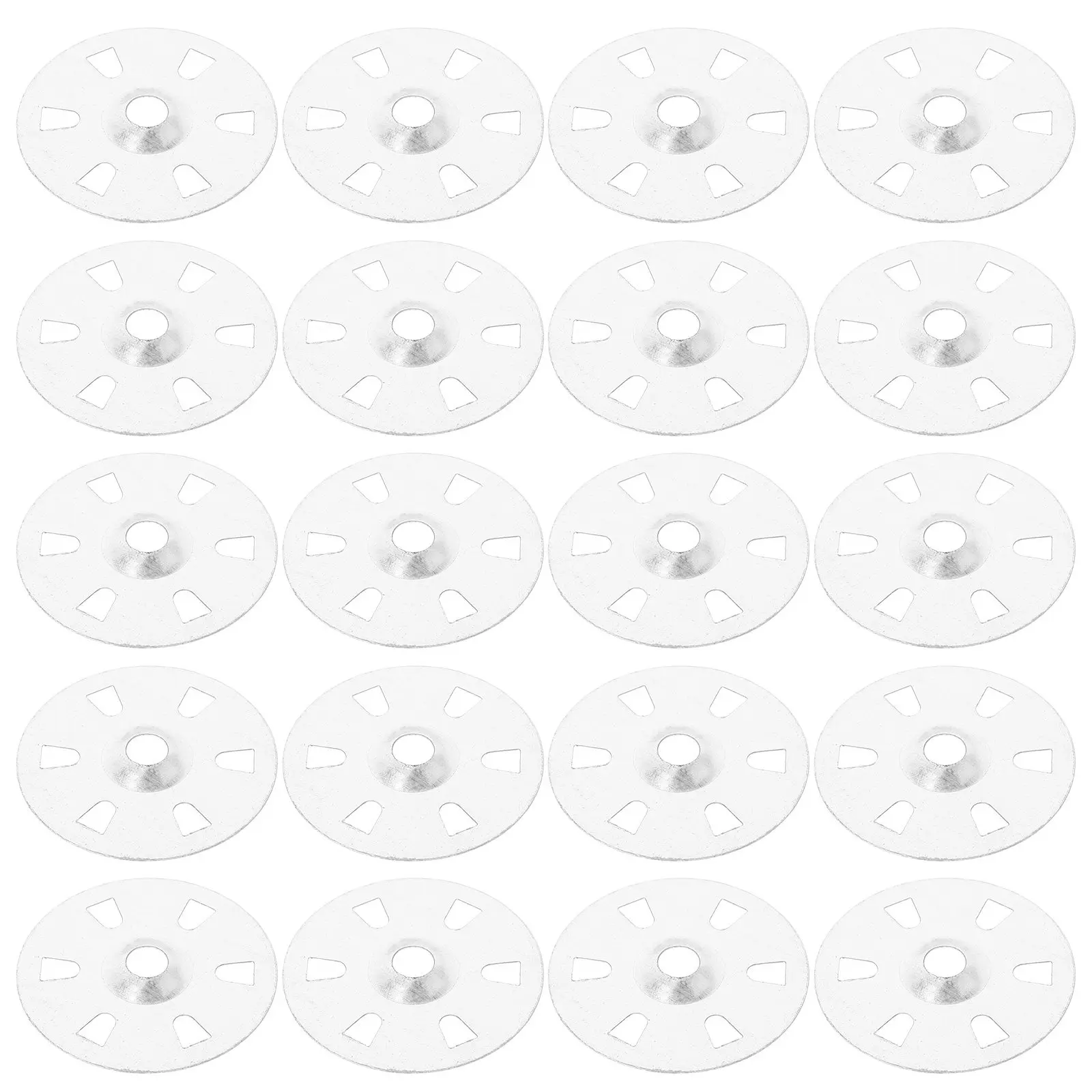 100Pcs Galvanized Iron Insulating Board Washers Six-Hole Flat Types for Gypsum Board Wall Fasteners Plaster Washers