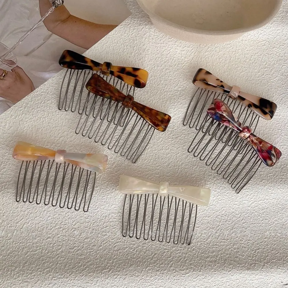 

Teeth Acetic Acid Bow Hair Comb Fixed Combs Styling Tool Bow Hair Clip Barrettes Korean Style Headwear Side Clip Children