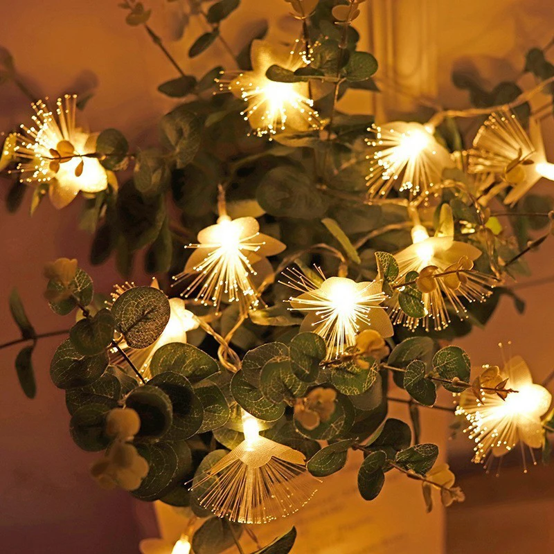 Luz LED de Fibra Óptica, Guirlanda com Bateria, Decoração de Natal, Festa, Decoração de Ano Novo, Flores Artificiais, Festão, 2 m, 3m