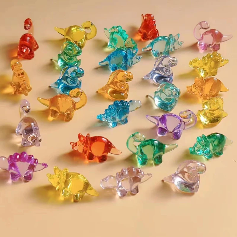 10PCS Acrylic Gems Small Dinosaur Figures Bulk Pirate Treasure Archaeological Excavation Toys Party Favors For Kids Goodie Bags