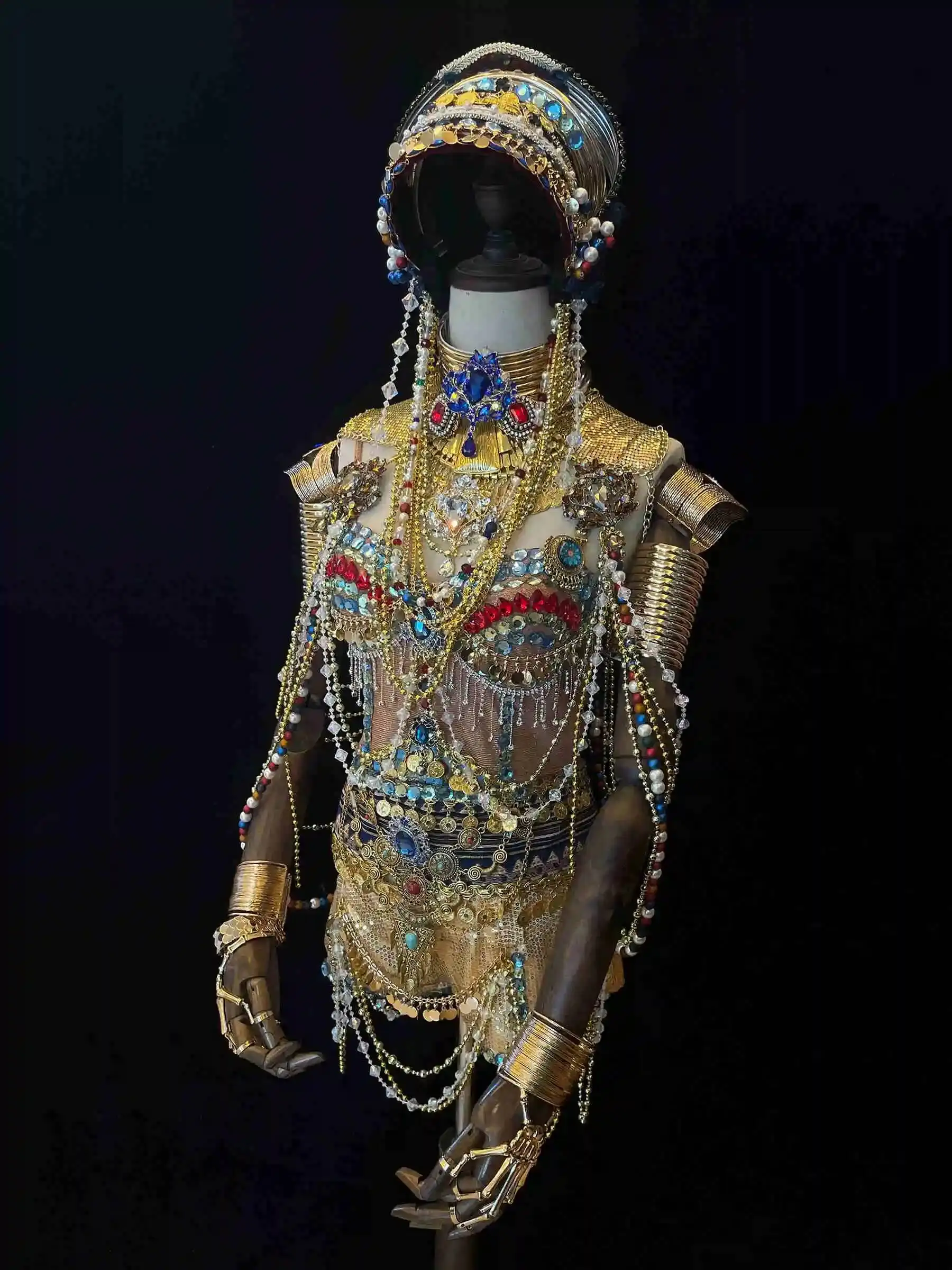 Disfraz de Jibaro Anime Love,Death & Robots, disfraz de Cosplay Banshee, sirena del mito, tocado de mujer dorada, accesorio de aduanas, fiesta de Halloween