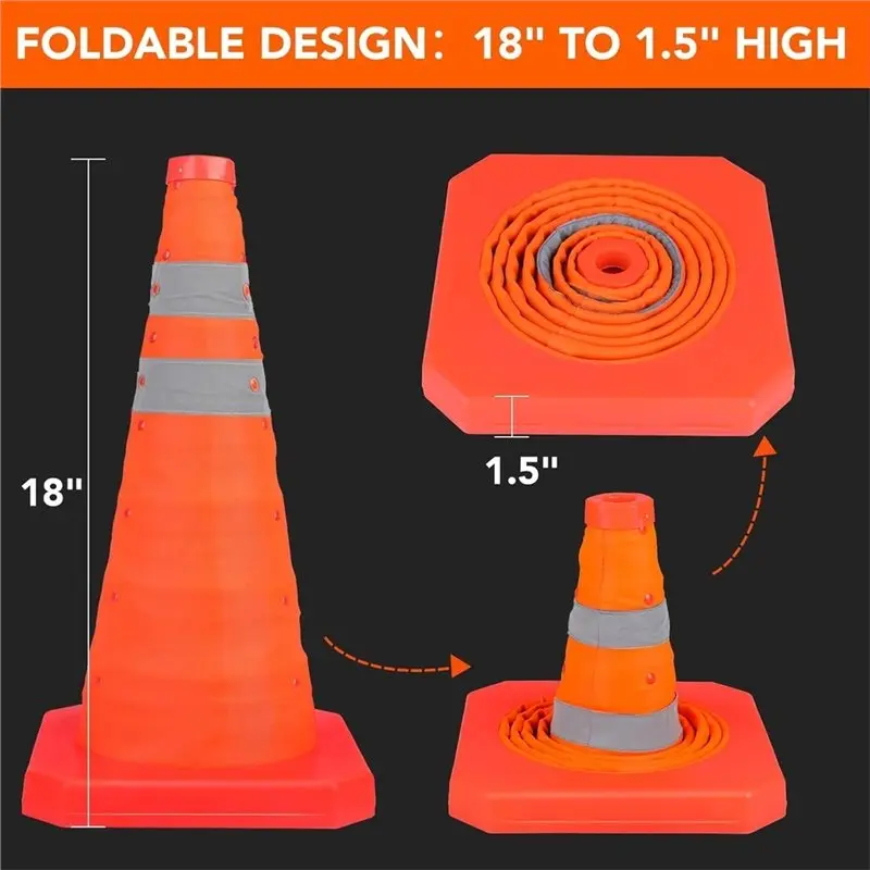 Y22A-Orange For Parking Lot, Driveway, Driving Etc Collapsible Safety Cones, Multi-Purpose Traffic Cones, Pop-Up Design
