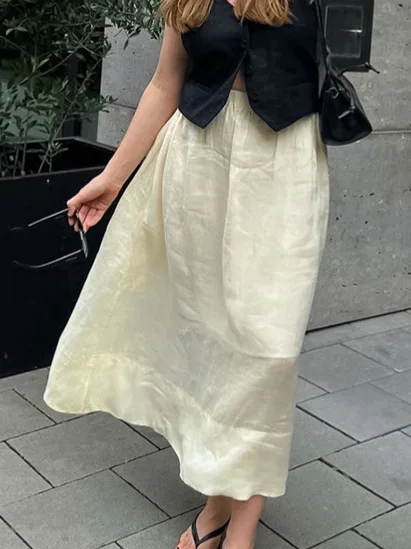 솔리드 심플 우아한 롱 스커트 여성 여름 탄성 허리 a 라인 Faldas Bottom 여성 streetwear 캐주얼 패션 맥시 스커트 New