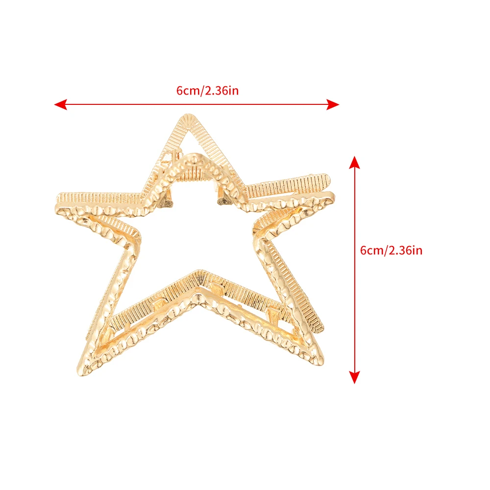 Haimeikang Golden Sliver Hair Claw Metal Five-pointed Star Geometry Hairpin Hair Clips Women Ponytail Fashion Hair Accessoriesi