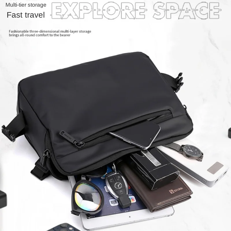 Male Crossbody Bag Stylish Single Shoulder Bag Large Capacity Waterproof Mail Messenger Bag Business Briefcase