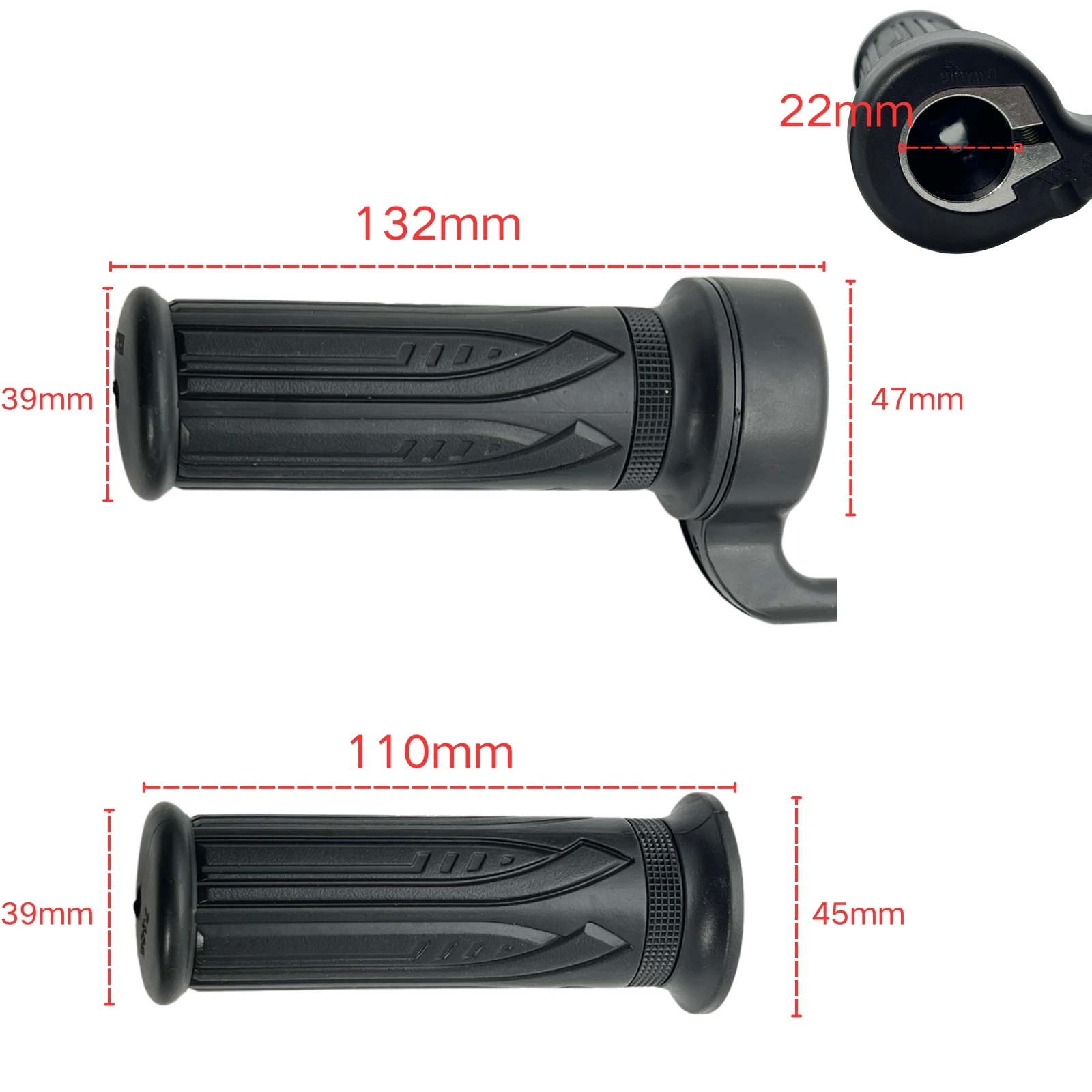 WUXING 20X Full Twist Throttle Rechter Griff für E-Bike/E-Scooter/Motorrad 24V-72V mit SM-Anschluss – Detail 3