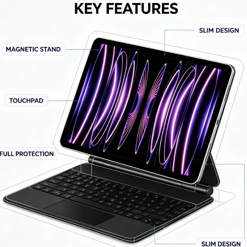 Backlight All In One Keyboard Case Magic Keyboard Style Smart Sleep Wake Cover For iPad Air 11 M4 iPad Pro 11 M5 2025