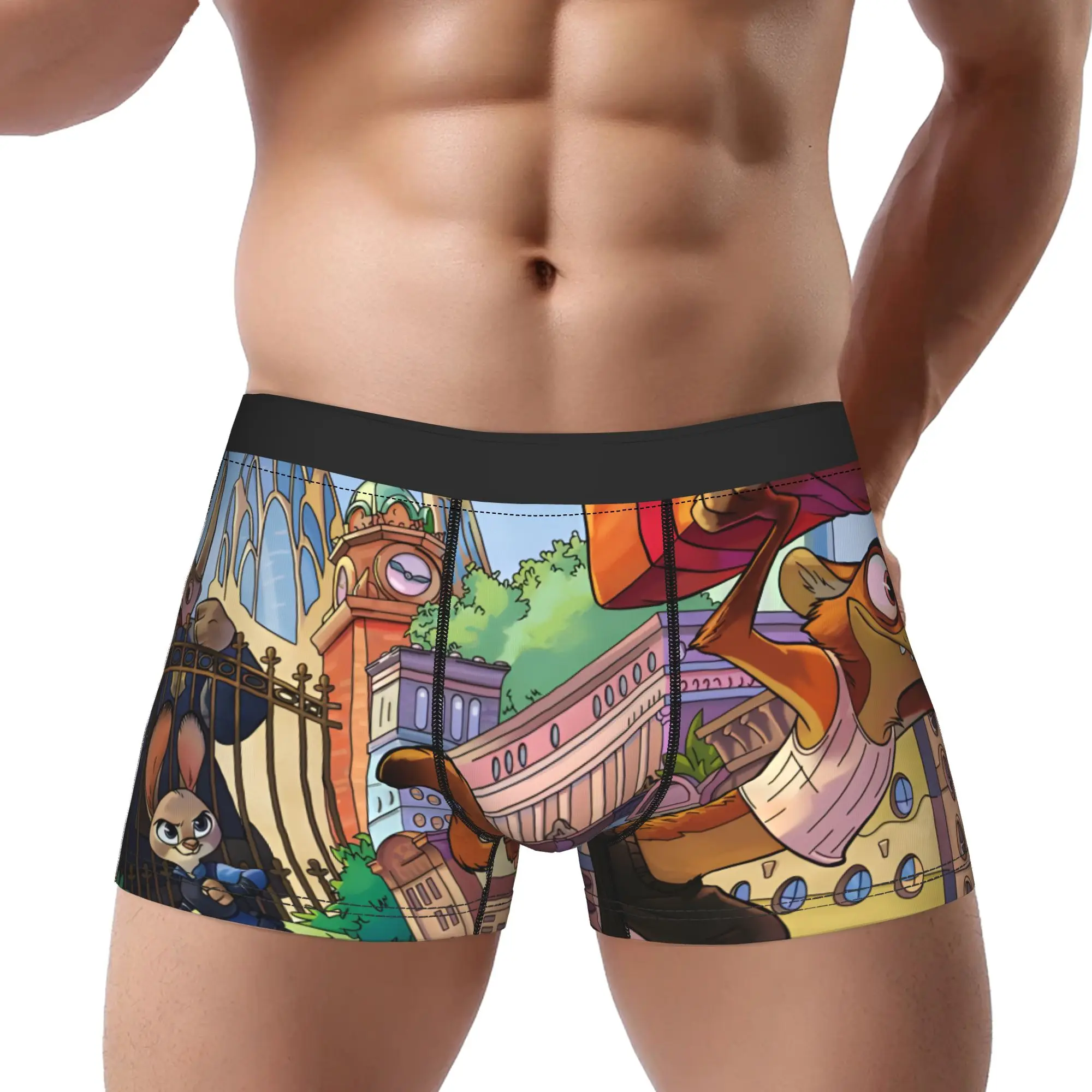 

1Piece Zootopia Zootopia Chase Scene Underpants Homme Man Underwear Print Shorts Boxer Briefs