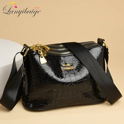 3 Layers Women Handbag Purses Luxury Designer Patent Leather Shoulder Messenger Crossbody Bags for Female Vintage Sac A Main New