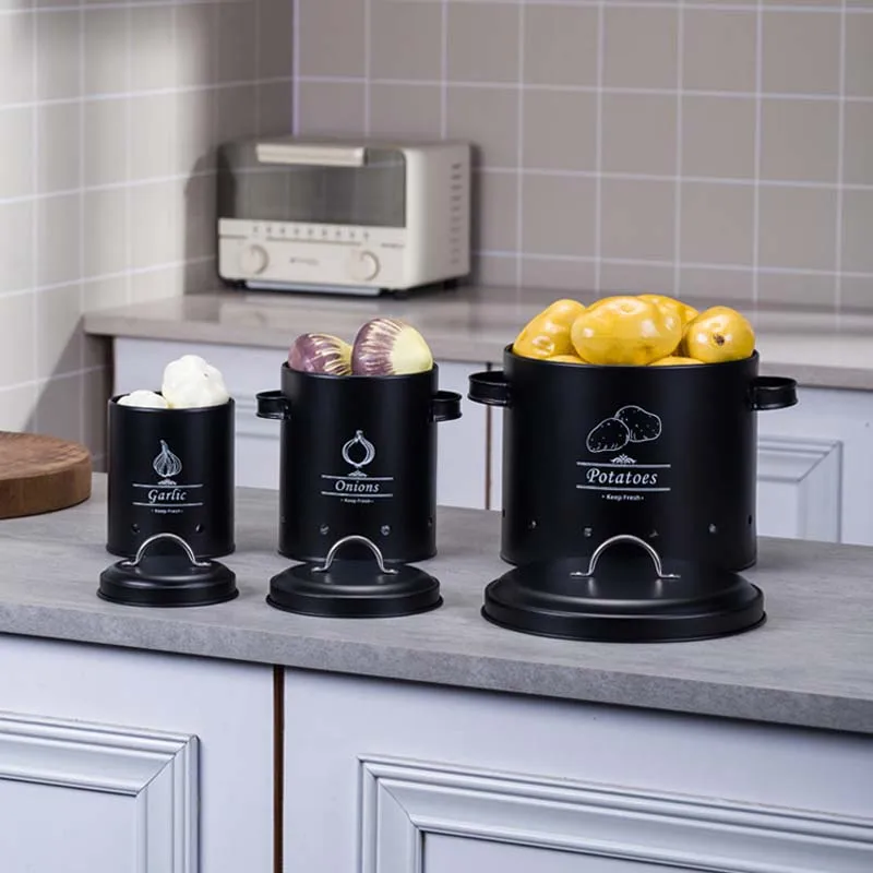 Customized Cheapest Price 3pcs Kitchen Storage Container Bins Holder Set for Potato Onion Garlic 4