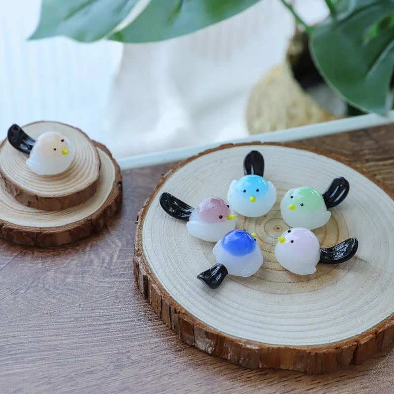 Creative Cute Bird Pen Holder Desktop Glass Decoration Living Room Desk Home Color Mini Skylark Glass Decoration