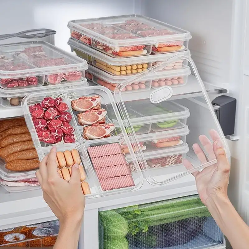 صناديق ثلاجة قابلة للتنفس: 1/3 قطعة 2/3/6 شبكات صناديق تخزين الثلاجة مع فتحات تهوية - موسع نضارة اللحوم #4