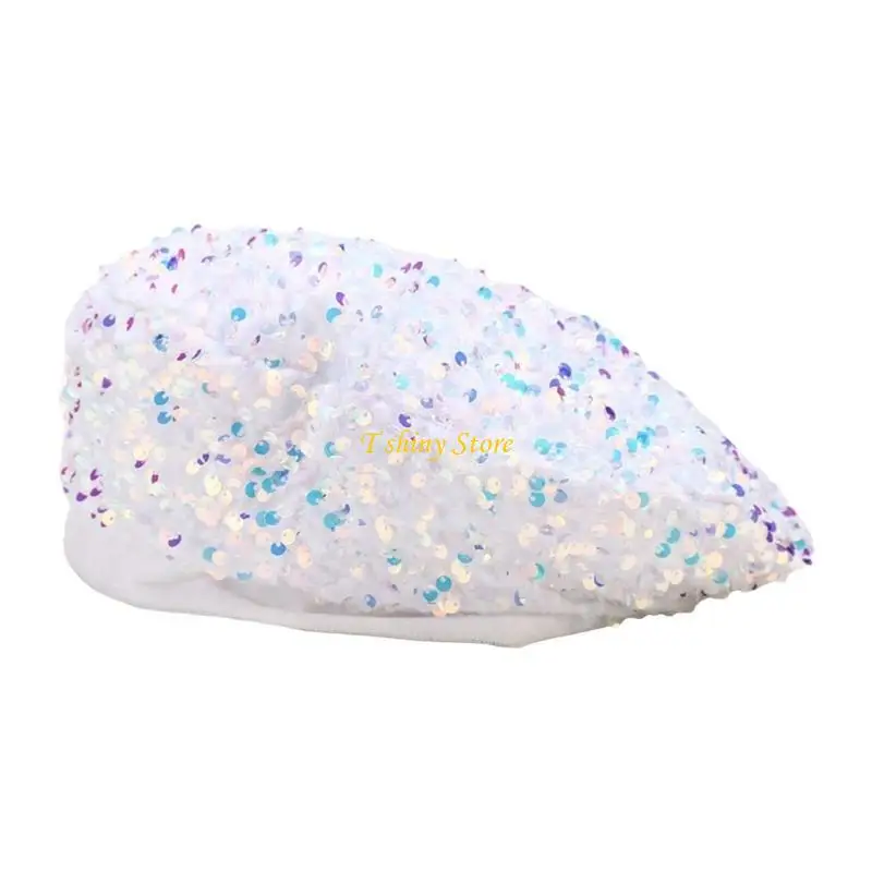 N58F Elegant French Stylish Sequins Hat Women Winter Autumn Hat For Women Themed Party Dating Travel Daily Wear