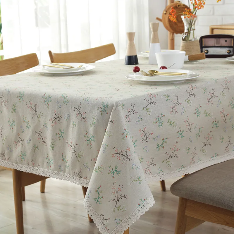 

1PC Rectangle Small Floral Pattern Tablecloth Pastoral Style Round Coffee Table Mat Kitchen Decor Table Cloth Cover Tablecloths