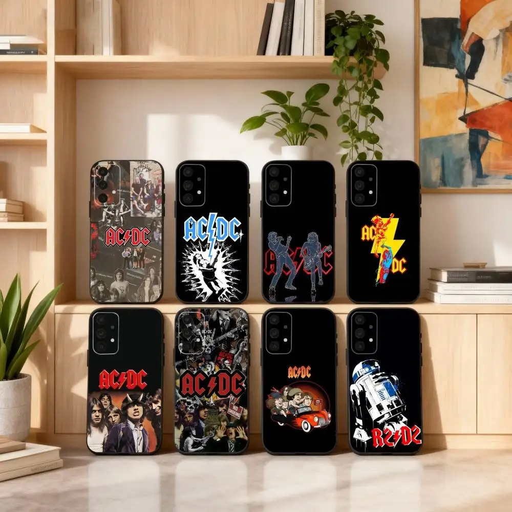 

AC-C Band DC-C Phone Case For Samsung S25,24,23,22,30,21,10,9,Ultra,Plus,Lite,FE,4,5 G Soft Black Case