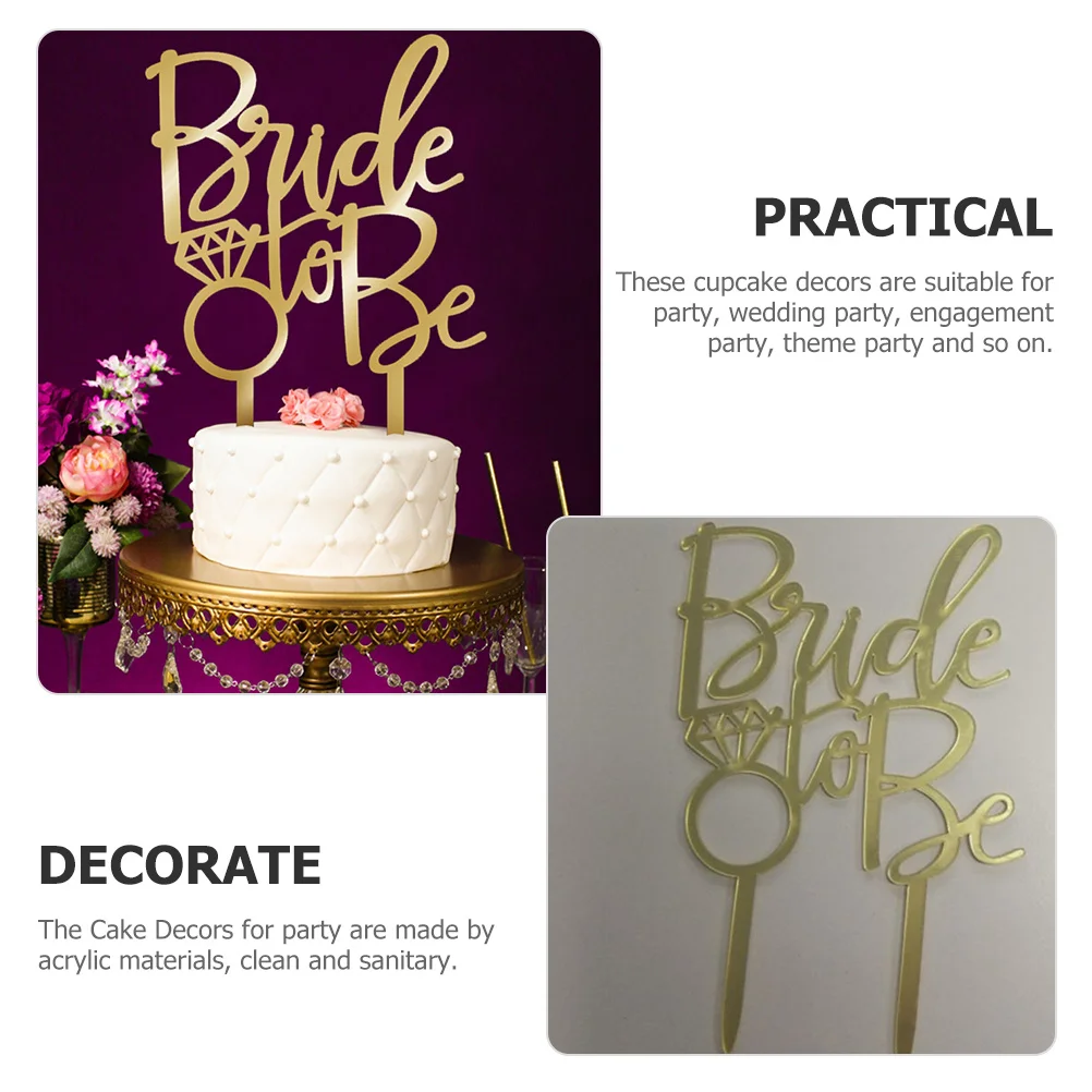 

2Pcs Acrylic Wedding Topper Elegant Decorative Wedding Cake Decor DIY Party Cake Accessory Festive Party Topper
