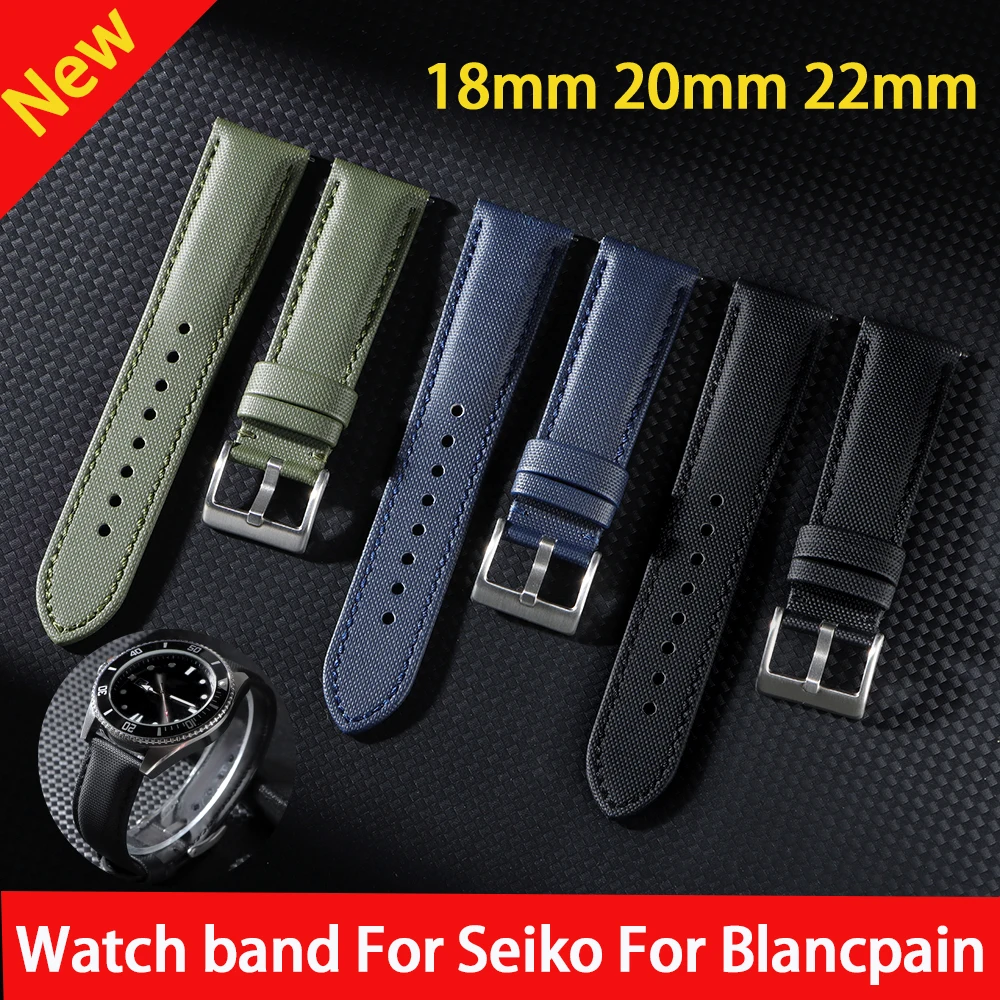 18 مللي متر 20 مللي متر 22 مللي متر الرياضة Sailcloth الإفراج السريع حزام (استيك) ساعة ل Seiko ل بلانكبين ساعة الأشرطة الرجال النساء النايلون النسيج معصمه